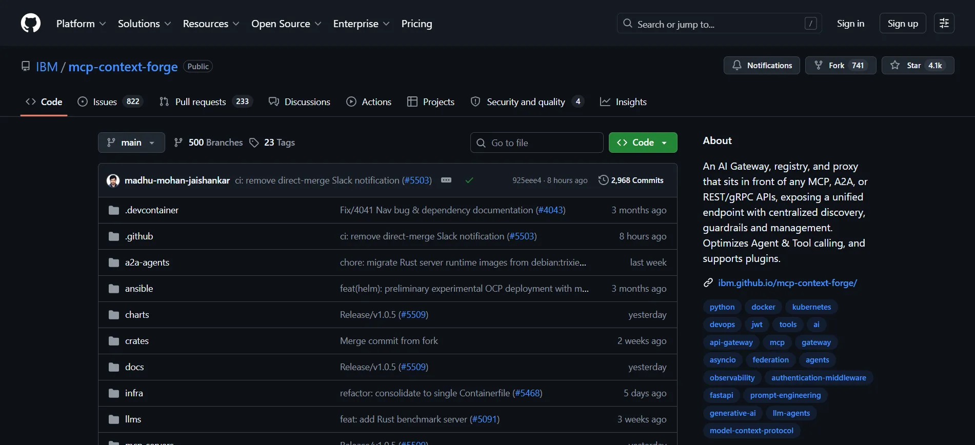 IBM ContextForge federated MCP gateway repository